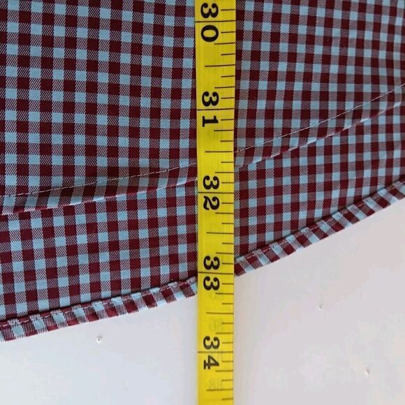 Peter Millar Men's Burgundy/Blue Checked Shirt Size XXL Long Sleeve Button Up - Picture 3 of 6